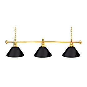 Premium 3 Shade Billiard Pool Table Lamp: Gold - Green