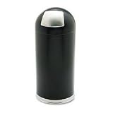 Safco(R) Dome-Top Receptacle With Push-Door Lid, 15 Gallons, Black