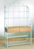 Old Dutch International White Baker's Rack with Wooden Drawers 36x73x14-in.