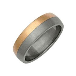Titanium and 9ct Rose Gold Ti2 D Shape Band Ring -Size V