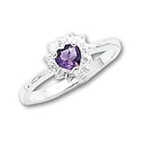 Sterling Silver Amethyst and CZ (Cubic Zirconia) Heart Ring