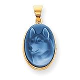 14k 13x18mm Dog Agate Cameo Pendant