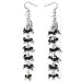 Beaded Earrings Sterling Silver & Black Onyx Gemstone 4 inches(ers172)