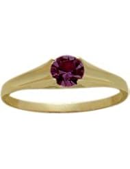 14 Karat Yellow Gold Genuine Rhodolite June Baby Gemstone Ring