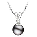 PearlsOnly Sally Black 9-10mm AA Freshwater Sterling Silver Pearl Pendant