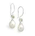 Talia's Peridot and Freshwater Pearl Sterling Silver Earrings: Birthstones for August (Peridot) and June (Pearl) By Beautiful Silver Jewelry