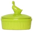 Stoneware Pottery Kiwi Pate Dish with Goose Top Cover 5"L, 4.75"W, 2"H Set of 2
