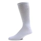 Diabetic Socks, Ultra Light, 12pair, Crew/White Size 10-13