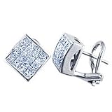 1.60 Carat G/VS2 Princess Certified Diamond Designer Earrings in 18ct Solid White Gold