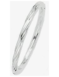 6mm 14k Fancy White Gold Bangle Bracelet