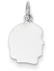 Genuine IceCarats Designer Jewelry Gift 14K White Gold Plain Small Facing Right Engravable Girl Charm
