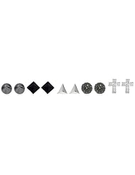 Steve Madden Cross and Pyramid Set of 5 Stud Earrings