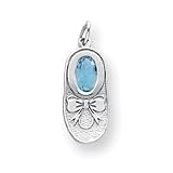 14k White Gold Blue Topaz Baby Shoe Charm