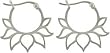 Open Design Lotus Flower Hoop Earrings in Sterling Silver, #7625