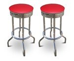 2 Red Vinyl Specialty / Custom Barstools Set
