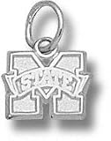 Mississippi State Bulldogs Solid Sterling Silver ''M STATE'' 3/8'' Pendant