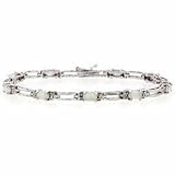 Sterling Silver Opal and Diamond Accent stone Bracelet