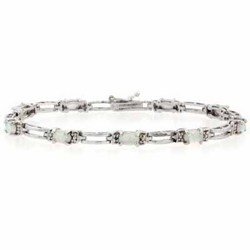 Sterling Silver Opal and Diamond Accent stone Bracelet by 