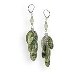 .925 Silver, Rhyolite, New Jade & Peridot Cluster Earrings