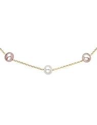 9-10mm Cultured Pink and Pearl 14K Gold Necklace