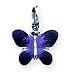 Sterling Silver Rhod Enameled Purple Butterfly with 20 inch Sterling Silver Chain