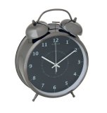 NEXTIME 5111zw Table clock 3.5 Inch Diameter metal black Wake Up
