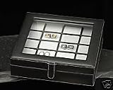 Genuine Black Leather Cufflink Jewelry Case Box-Holds 20 Cufflinks-Executive Gift