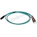 10Gb Aqua Fiber Optic Cable, MTRJ to ST, Multimode Duplex (50/125) - 2 Meter