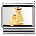 NOMINATION Italian Charm in stainless steel and 18k gold Zodiac sign (Aquarius)