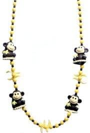 Mardi Gras Beads, 2 Dozen Bag, 24pc, These Are Commonly Bought By Schools, Colleges, Businesses, Birthday Parties and for Parades. Animal Beads, 42in Rubber Squeaky Monkey w/ Banana Beads Squeaks When You Squeeze It