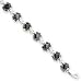 Sterling Silver Antiqued Black Cats Eye Diamond Anklet - 9 Inch