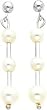 White-gold Triple Cultured Pearl Dangle Earrings