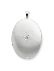 Sterling Silver 20mm Diamond Oval Locket