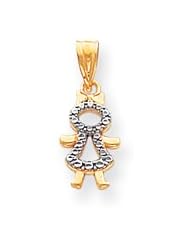 Genuine IceCarats Designer Jewelry Gift 14K & Rhodium Girl Pendant