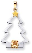Christmas Tree With Star And Bear Charm, Yellow/White/Pink Gold