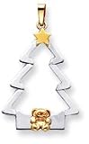 Christmas Tree With Star And Bear Charm, Yellow/White/Pink Gold