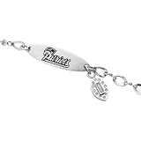 Stainless Steel New England Patriots Logo Dangle ID Bracelet