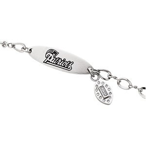 Stainless Steel New England Patriots Logo Dangle ID Bracelet