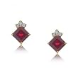 Garnet & Diamond Stud Earrings in Solid Yellow Gold