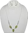 Set of Jewelry Silver Necklace Earrings Colorful Yellowish Green Shells (gnklcs101)