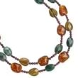 .925 Silver, Garnet, Amber, Green Moss Agate & Tiger's Eye 2-Strand Necklace- 18 + 2 IN