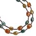 .925 Silver, Garnet, Amber, Green Moss Agate & Tiger's Eye 2-Strand Necklace- 18 + 2 IN