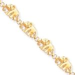 14k Polished Elephant Bracelet - 7 Inch - Lobster Claw - JewelryWeb
