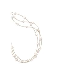 White Pearl Bridal Illusion Necklace Three Strands Sterling Silver