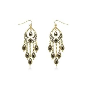 Black Crystal Peacock Earrings - 14k Gold Bonded