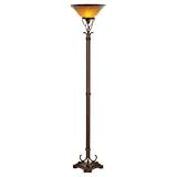 IMAGE OF Angelo Wrought Iron Amber Glass Torchiere