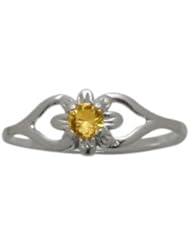 10 Karat White Gold Genuine Citrine Flower Solitaire Baby Ring