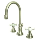 Elements Of Design ES2988PX Satin Nickel Madison Double Handle
Widespread Lavatory Faucet with Porcelain Cross Handles from the
Madison Series ES2988PX