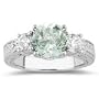 0.90 Cts Diamond &1.58 Cts Green Amethyst Ring in 18K White Gold-8.0