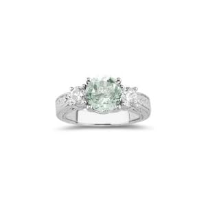 0.90 Ct Diamond &1.58 Cts Green Amethyst Ring in 18K White Gold by myamethystjewelry